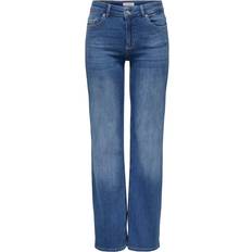 Only Blush Mid Waist Straight Fit Jeans - Blue/Medium Blue Denim