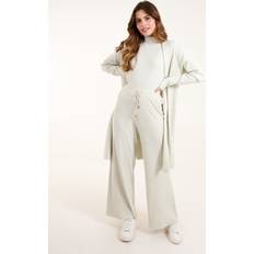 Beige - Dam Kostymer Blue Vanilla Three Pcs Cardigan Trousers Set - Grey