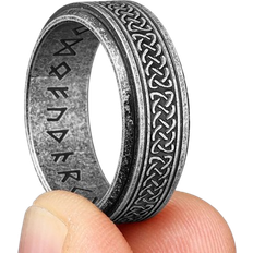 Onbuy Metal Town Viking Runes Celtic Knot Ring - Silver