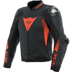 Dainese Jacket leather super speed black-matt/fluo-red Man