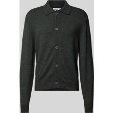 Gelb - Herren Cardigans Strickjacke mit Umlegekragen Modell - Dunkelgelb