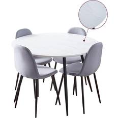 Hallowood Furniture Cullompton Large Light Grey Dining Set 120cm 5pcs