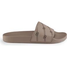 Balenciaga Women Slides Balenciaga Monogram Print Pool Slides - Brown