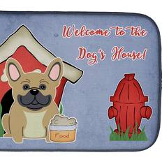 Beige Dish Drainers French Bulldog Cream Drying Mat 14 in x 21 in Dish Drainer