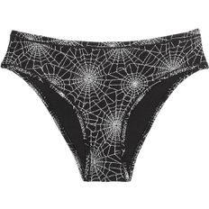 Modal - Thongs Panties PINK Women's Cheeky Panty - Pure Black Halloween Foil Spider Web Print