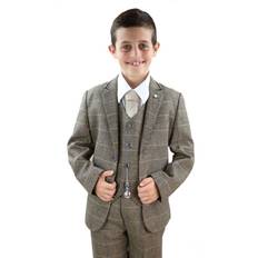 Infinity Leather Boys 3 Piece Suit - Tan Brown Herringbone