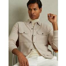 Merino Wool Shirts Reiss Pisa Merino Wool Slim Fit Cardigan - Tan/Beige