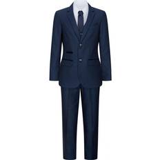 Paul Andrew Boys 3 Piece Navy Blue Birdseye Tweed Suit