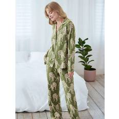 Amarillo - Mujer Ropa de dormir Chelsea Peers Jacquard Satin PJ Set - Green