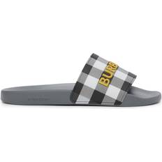 Burberry Slides Burberry Logo Detail Check Slides - Storm Grey/Yellow