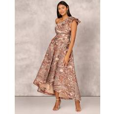 Evening Gowns - Lace Dresses Aidan Mattox Clipped Jacquard Dress - Rust/Multi