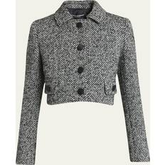 Gray - Leather Jackets Dolce & Gabbana Wool Tweed Cropped Jacket Multi-colored