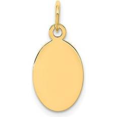 Yellow Charms & Pendants Bagatela XM184-09 14K Yellow Gold Plain 0.009 Gauge Engravable Oval Disc Charm