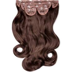 Lullabellz Super Thick Natural Wavy Clip in Hair Extension 22 inch Chestnut 5-pack