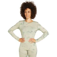 Green - Women Base Layer Tops Icebreaker Merino 200 Oasis Cloud Dye Long-Sleeve Crewe - Women's Ashen/Moss