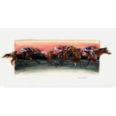 Horse Race Canvas 16 x 32 Framed Art