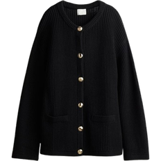 Cardigans H&M Ribbed knit Cardigan - Black