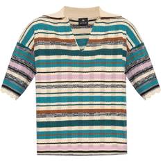 Herre - Kort ærme Sweatere Striped Knit Polo Shirt - Multicolor