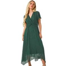 Women Dresses Roman Front Twist Jacquard Dress - Green