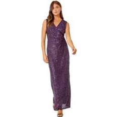 Clothing Roman Sequin Twist Detail Maxi Dress - Purple