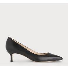Audrey Leather Kitten Heel Court Shoes - Black