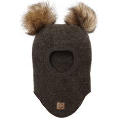 Mikk-Line Dark Brown Melange Elefanthue med Pom Pom