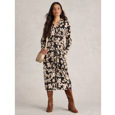 White Stuff Annie Floral Shirt Dress - Black/Beige