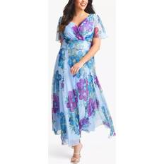 Scarlett & Jo Isabelle Floral Bloom Print Float Sleeve Maxi Dress Sky Blue