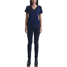 Metallic Trim V-Neck T-Shirt - Navy