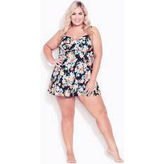 Avenue Swimsuits Avenue Plus Size Women's Twist Print Swim Dress - Floral