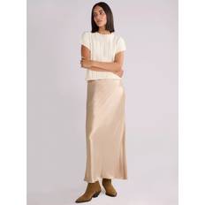 Ro&Zo Metallic Satin Bias Cut Maxi Skirt - Gold