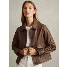 Reiss Outerwear Reiss Hanson Leather Jacket - Chocolate