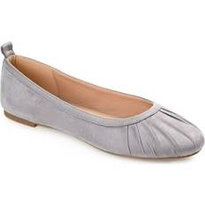 Shoes Journee Collection Womens Gray Back Pull-Tab Ruched Slip On Ballet Flats