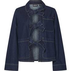 Dam - Satin Skjortor Pieces Pcofelia Jeansskjorta - Blå