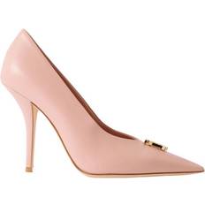 Burberry Pink Heels & Pumps Burberry Ezra 100 Monogram Motif Leather Pumps - Pink