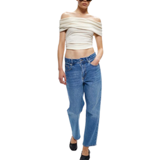 H&M Slim Straight High Ankle Jeans - Denim Blue