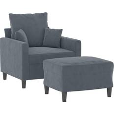 Gris Sillones Mit Hocker 60 cm Samt Sessel