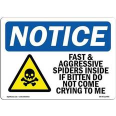 Office Supplies SignMission OSHA Notice Sign 12 x 18 in - Fast & Aggressive Spiders Inside