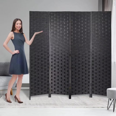 Ebern Designs Black Room Dividers Ebern Designs 4-Panel Dividers & Folding Privacy Screens 70.8" H X 70.2" W X 1" D Room Divider