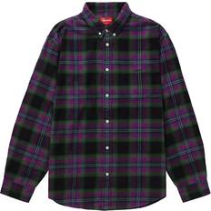 Supreme Men Shirts Supreme Brushed Plaid Flannel Shirt - Black