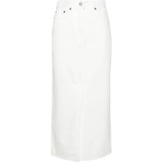 Organic Fabric Skirts LouLou Studio Straight Denim Midi Skirt - Women - White