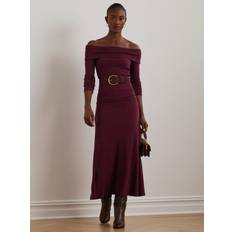 Polo Ralph Lauren Women Dresses Polo Ralph Lauren Elowyn Rib Knit Midi Dress - Pinot Noir