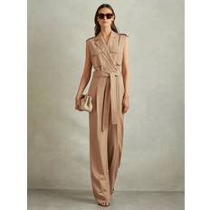Reiss Jumpsuits & Overalls Reiss Luisa Wrap Wool Blend Jumpsuit - Stone
