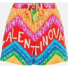 Valentino Multifärgade Byxor & Shorts Valentino Logo High-Rise Silk Shorts