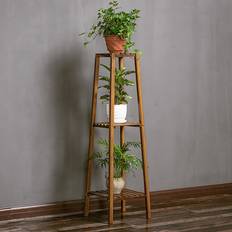 LivingAndHome Vintage 2-Tier Indoor Plant Stand 100 cm - Brown