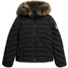 Superdry Fuji Faux Fur Hooded Padded Jacket - Black