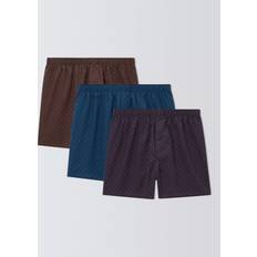 Purple Men's Underwear John Lewis Organic Cotton Woven Pin Spot Boxers Pack of 3 - Black/Blue/Purple