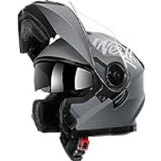 Westt Torque X motorcykelhjälm motorcykelhjälm med flip-up-hjälm stöttålig motorcykelhjälm fullfjädrad hjälm för män och kvinnor skoterhjälm ECE-certifierad Grått (59-60cm)