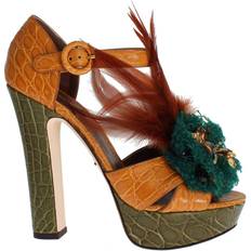 Dolce & Gabbana Leather Crystal Platform - Orange