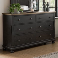 Furniture Furniture of America Lucan Farmhouse Black Solid Wood 6-Drawer Double Dresser Chest of Drawer